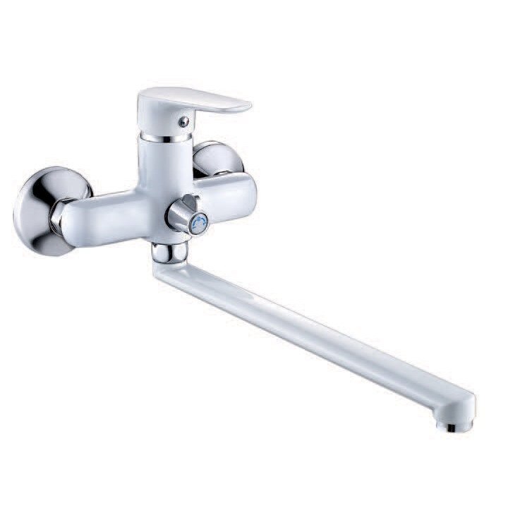 Baterie pentru cada/dus Everline, pipa lunga mobila, alb