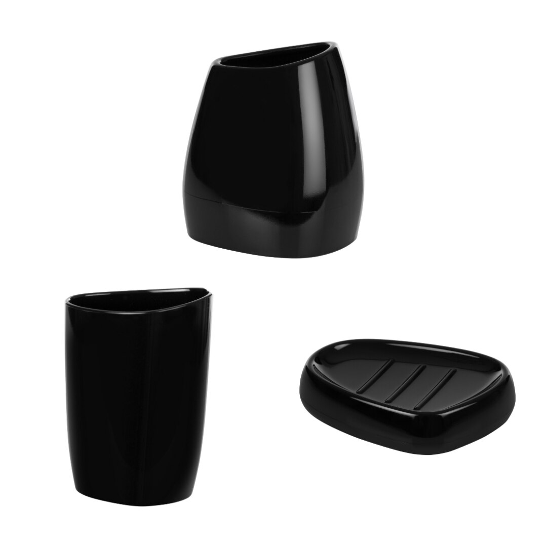 Set accesorii de baie Juna, acril, negru