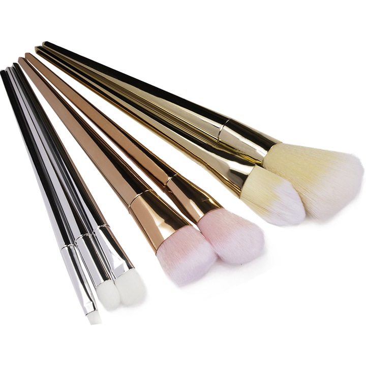 Set de pensule profesionale de machiaj, Muvu, 7 bucati, de diferite dimensiuni, mix de culori