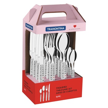 Set 16 tacamuri, fabricate din inox, maner din polipropilena, Tramontina Set 16 tacamuri, fabricate din inox, maner din polipropilena, Tramontina