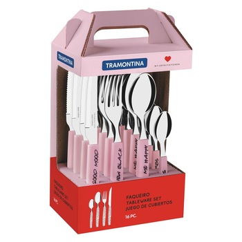 Set 16 tacamuri, fabricate din inox, maner din polipropilena, Tramontina Set 16 tacamuri, fabricate din inox, maner din polipropilena, Tramontina