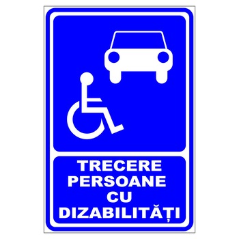 Placuta parcare, trecere persoane cu dizabilitati, Sigtra, 300x400 mm, aluminiu, 0.5 mm Placuta parcare, trecere persoane cu dizabilitati, Sigtra, 300x400 mm, aluminiu, 0.5 mm