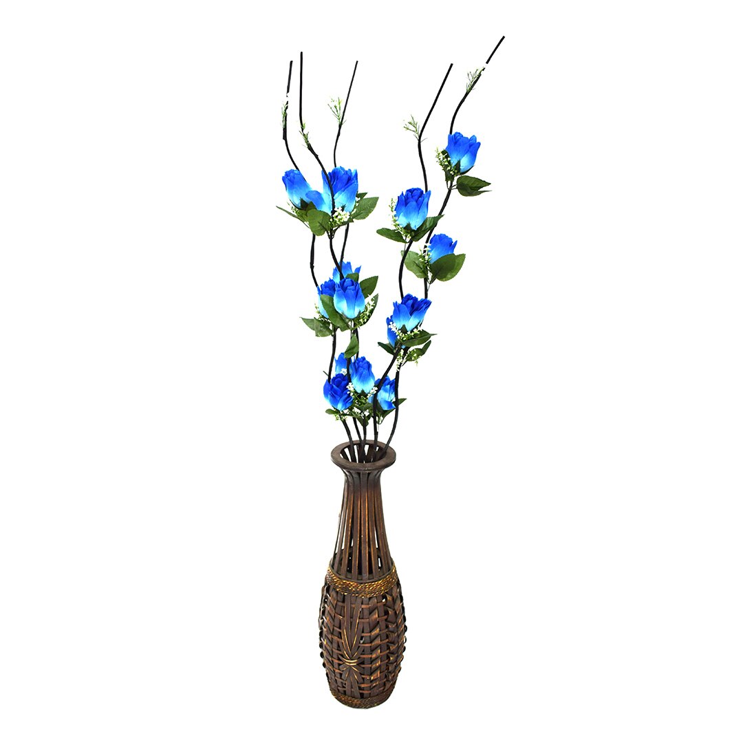 Set 5 plante artificiale din plastic si lemn, Naimeed D3038, culoare Albastru, 149 x 10 cm