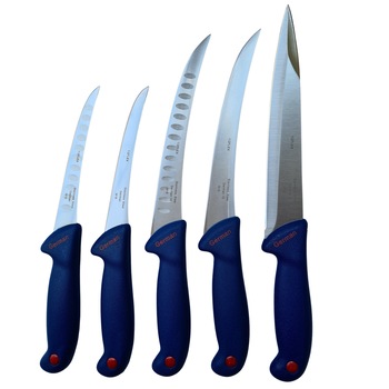 Set 5 Cutite profesionale pentru macelarie, dezosat, filetat, injunghiat, otel inoxidabil Set 5 Cutite profesionale pentru macelarie, dezosat, filetat, injunghiat, otel inoxidabil