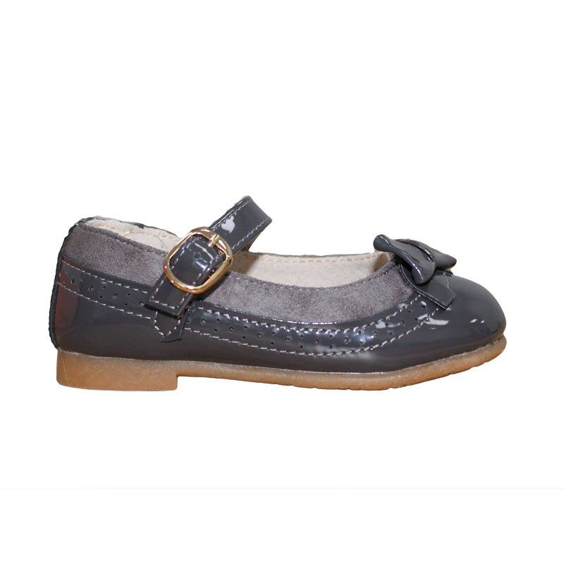 Pantofi fete cu fundita A1655, Gri