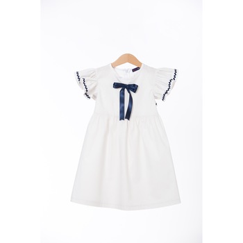 Rochie BE YOU maneci fluture, Alb/Albastru inchis, 98-104 CM Rochie BE YOU maneci fluture, Alb/Albastru inchis, 98-104 CM