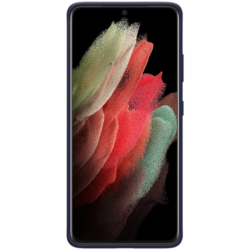Husa din silicon mat albastru, cu interior de microfibra, pentru Samsung Galaxy S21 Ultra- Nillkin Flex