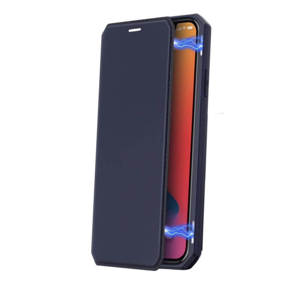 Husa Pentru iPhone 12 Pro Max, Flip / Book, Piele Ecologica, Stand si Buzunar Card, DUX DUCIS Skin, Albastru