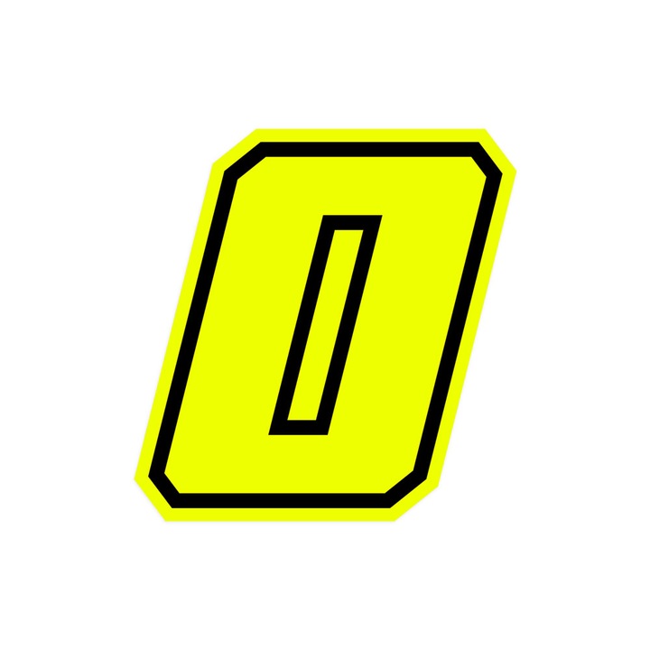 Moto GP versenyszám, "0" neonsárga, 10 x 10 cm
