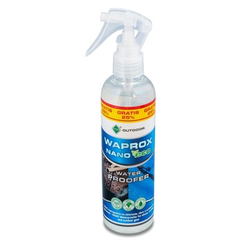 Solutie impermeabilizanta pentru articole de imbracaminte, incaltaminte si echipamente outdoor Waprox Nano Eco For, protectie UV, spray inodor, 200 ml+50 ml cadou Solutie impermeabilizanta pentru articole de imbracaminte, incaltaminte si echipamente outdoor Waprox Nano Eco For, protectie UV, spray inodor, 200 ml+50 ml cadou