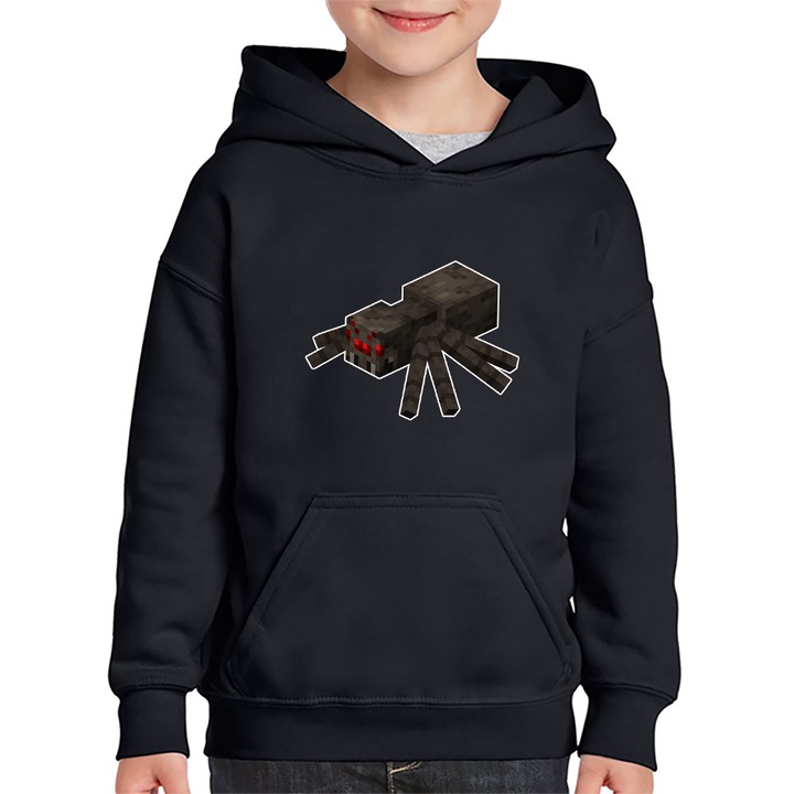 Hanorac copii Cave Spider Red Eyes Minecraft, Negru