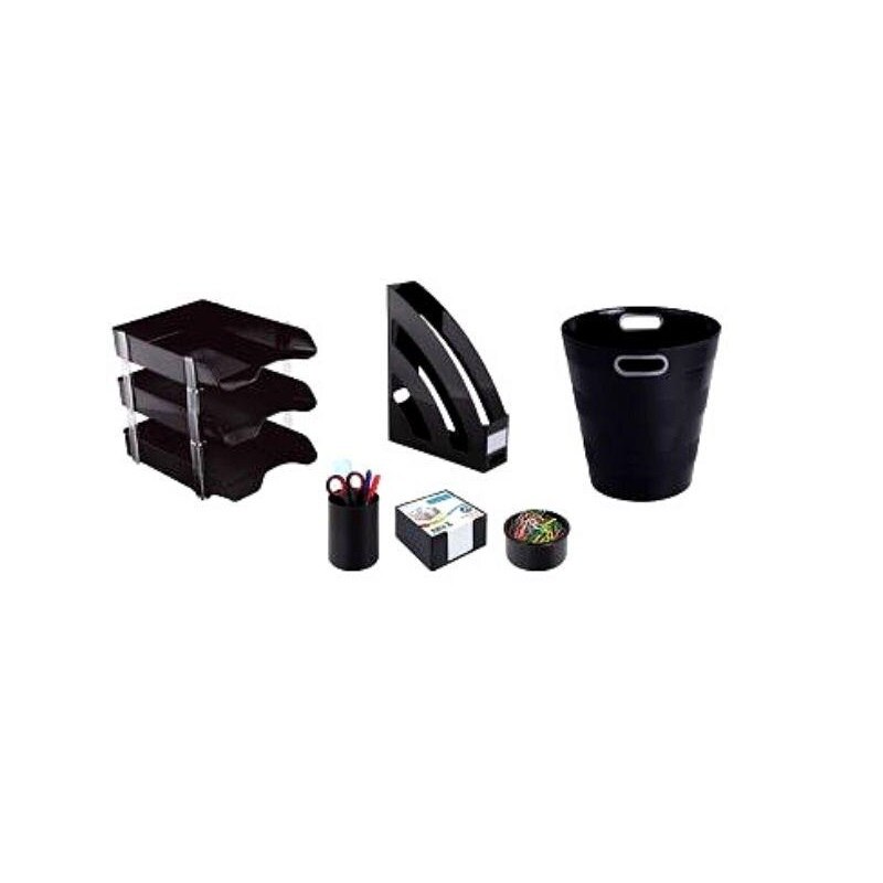 Set 8 piese accesorii birou, ARK, negru