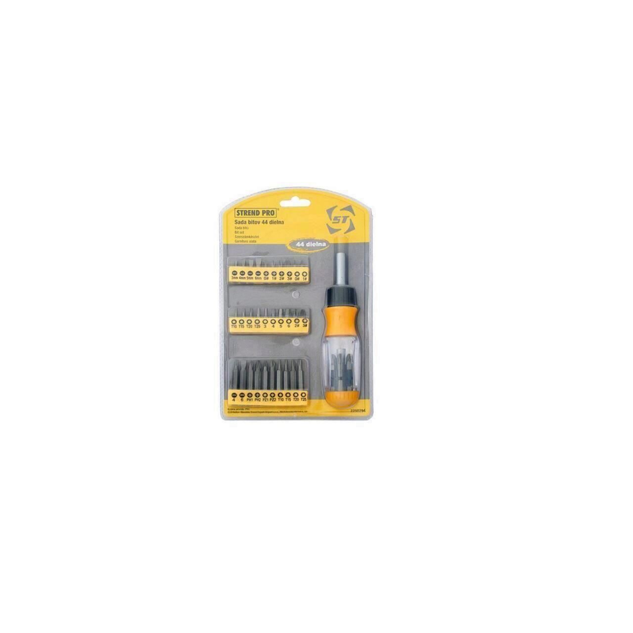 Set biti in blister Strend Pro YF40240, 44 buc, Cr-V, antrenor cu clichet