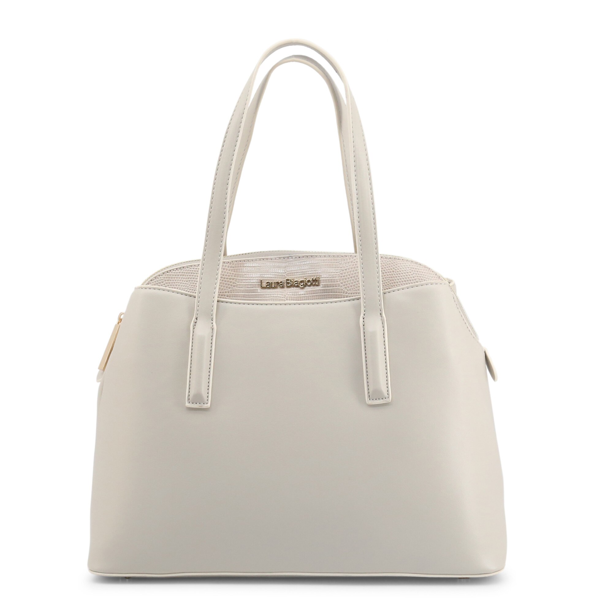 Geanta din piele cu bareta de umar, Laura Biagiotti, Gri, 177 x 50 cm
