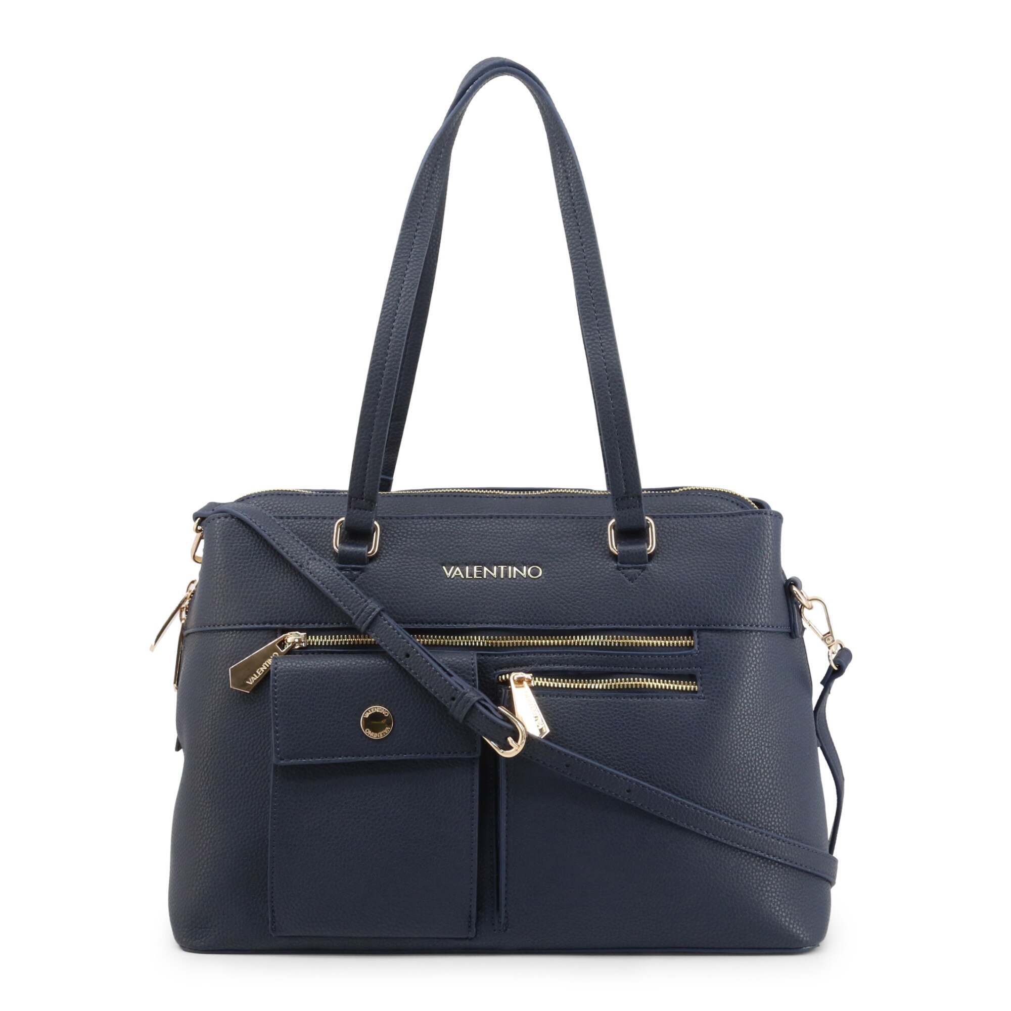 Geanta din piele cu bareta de umar, Valentino by Mario Valentino, Albastru, 95 x 50 cm