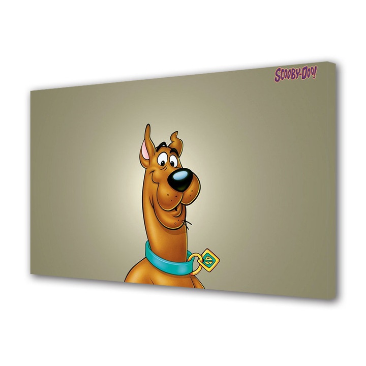Tablou Canvas Led cu Intrerupator, Luminos in Intuneric, Premium, Art Star, Scooby Doo pe fundal crem, Animatii, Panza pe cadru de lemn, Decoratiuni Moderne pentru Casa, 30 x 45 cm