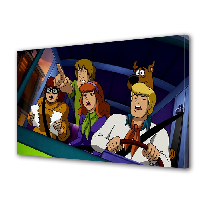 Tablou Canvas Led cu Intrerupator, Luminos in Intuneric, Premium, Art Star, Scooby-Dooby-Doo!, Animatii, Panza pe cadru de lemn, Decoratiuni Moderne pentru Casa, 30 x 45 cm