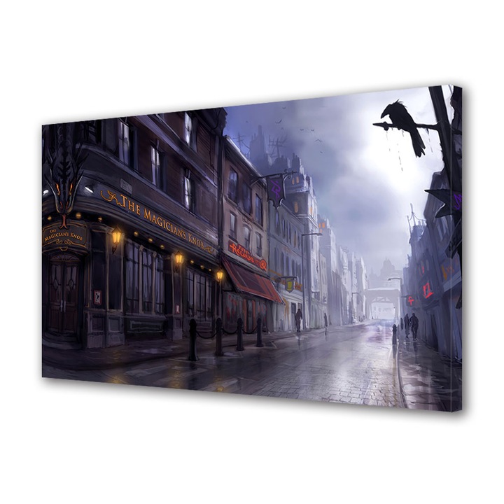 Tablou Canvas Led cu Intrerupator, Luminos in Intuneric, Premium, Art Star, Strada Magica, Animatii, Panza pe cadru de lemn, Decoratiuni Moderne pentru Casa, 30 x 45 cm