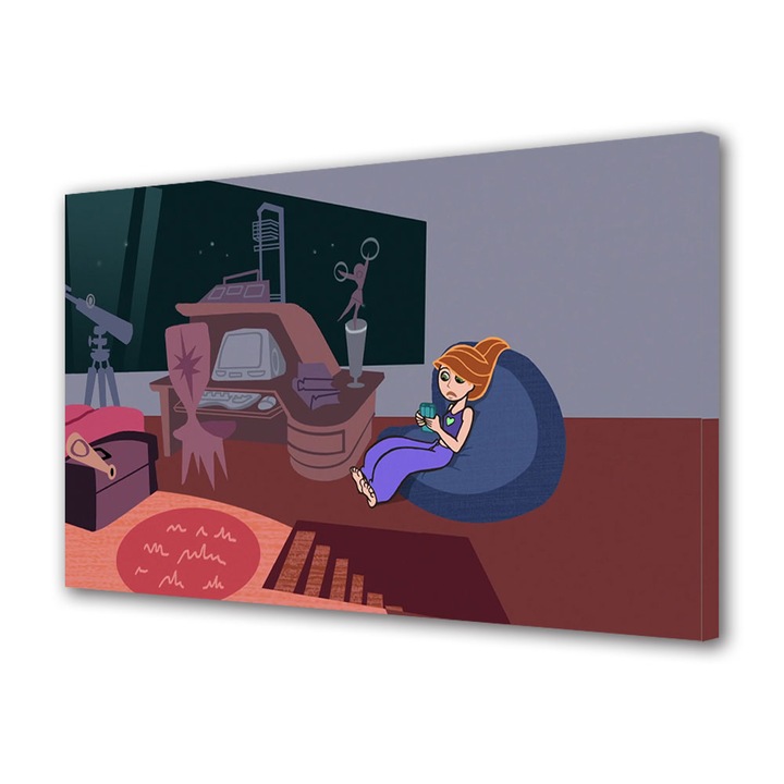 Tablou Canvas Premium, Art Star, Kim Possible la ea acasa, Animatii, Panza pe cadru de lemn, Decoratiuni Moderne pentru Casa, 40 x 60 cm