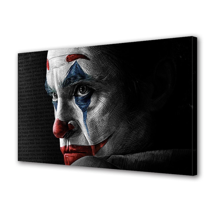 Tablou Canvas Premium, Art Star, Joker cu ochii tristi si plini de razbunare, Animatii, Panza pe cadru de lemn, Decoratiuni Moderne pentru Casa, 70 x 100 cm