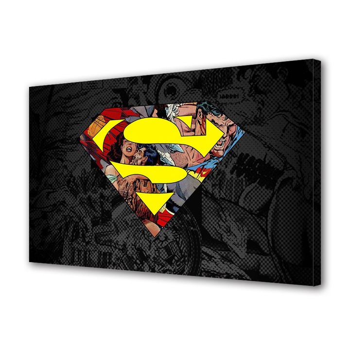 Tablou Canvas Premium, Art Star, Superman, Animatii, Panza pe cadru de lemn, Decoratiuni Moderne pentru Casa, 20 x 30 cm
