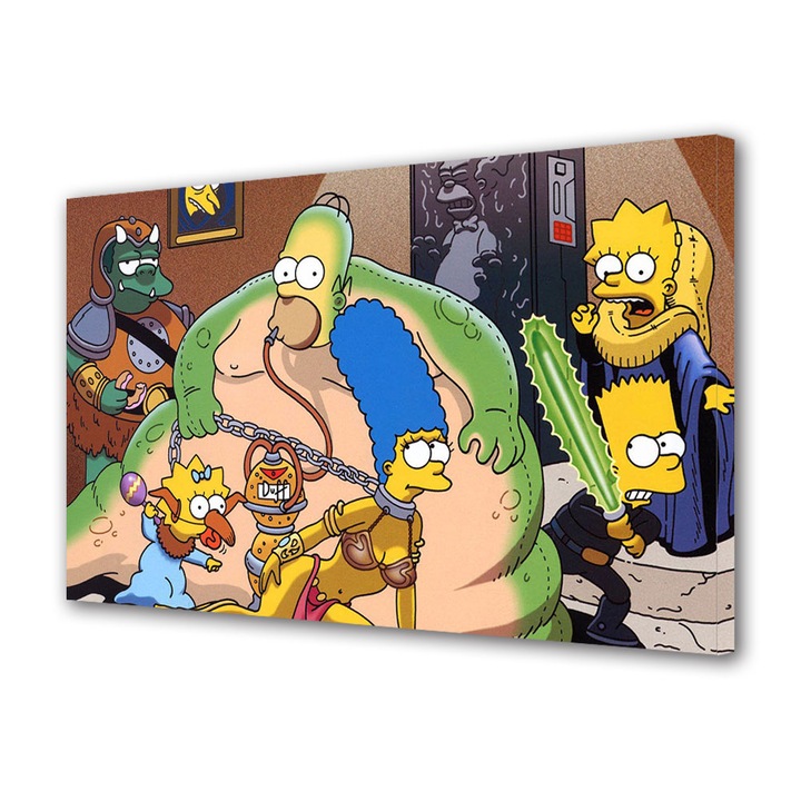 Tablou Canvas Fosforescent, Luminos in Intuneric, Premium, Art Star, Simpsons si familia lui haioasa, Animatii, Panza pe cadru de lemn, Decoratiuni Moderne pentru Casa, 20 x 30 cm