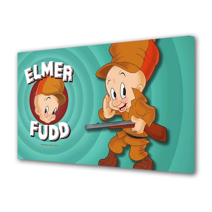 Tablou Canvas Led cu Intrerupator, Luminos in Intuneric, Premium, Art Star, Elmer Fudd Looney Tunes, Animatii, Panza pe cadru de lemn, Decoratiuni Moderne pentru Casa, 60 x 90 cm