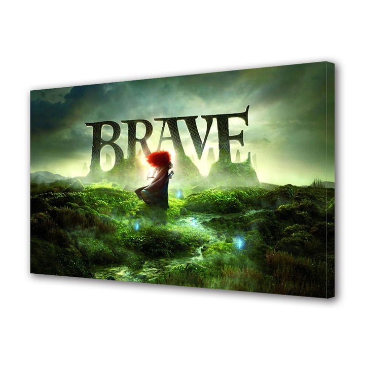 Tablou Canvas Led cu Intrerupator, Luminos in Intuneric, Premium, Art Star, Brave Prezentare, Animatii, Panza pe cadru de lemn, Decoratiuni Moderne pentru Casa, 30 x 45 cm