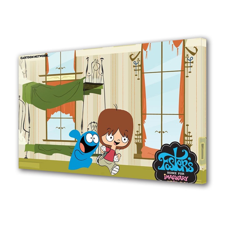 Tablou Canvas Premium, Art Star, Foster's Home for Imaginary Friends Mac si Blue alergand, Animatii, Panza pe cadru de lemn, Decoratiuni Moderne pentru Casa, 20 x 30 cm