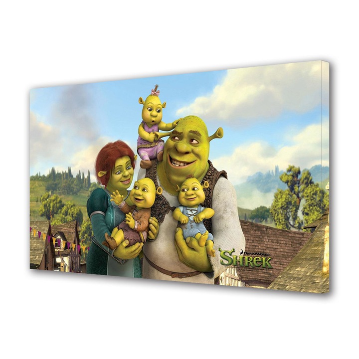 Tablou Canvas Premium, Art Star, Shrek poza copiilor, Animatii, Panza pe cadru de lemn, Decoratiuni Moderne pentru Casa, 20 x 30 cm