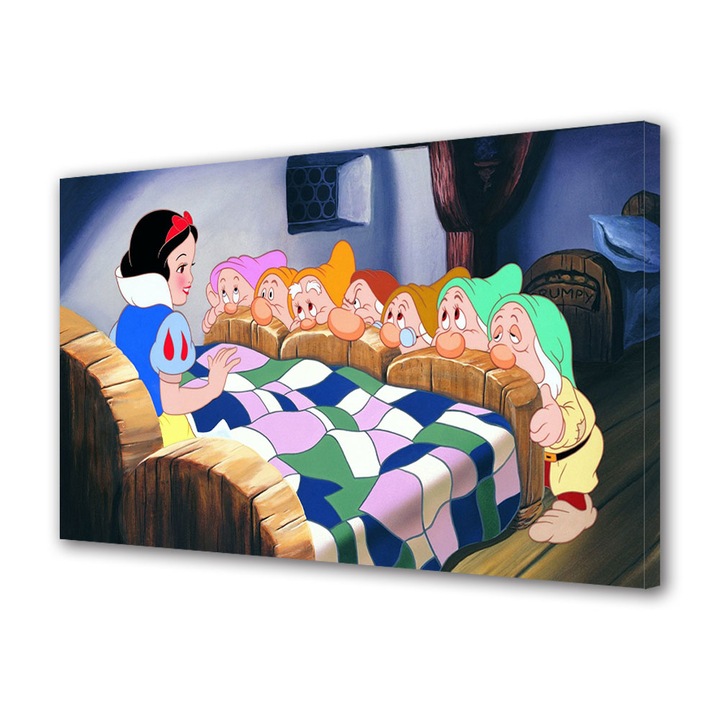 Tablou Canvas Premium, Art Star, Alba ca Zapada si cei 7 pitici, Animatii, Panza pe cadru de lemn, Decoratiuni Moderne pentru Casa, 20 x 30 cm