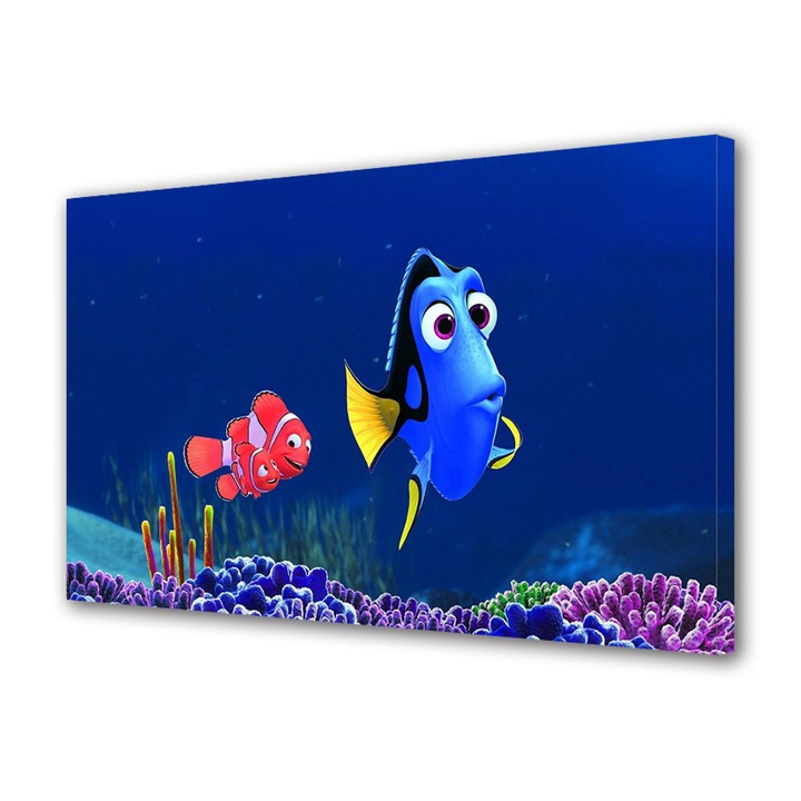 Tablou Canvas Led cu Intrerupator, Luminos in Intuneric, Premium, Art Star, Finding Nemo explorand, Animatii, Panza pe cadru de lemn, Decoratiuni Moderne pentru Casa, 30 x 45 cm