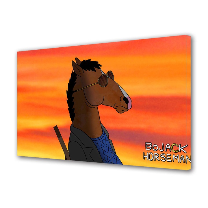 Tablou Canvas Led cu Intrerupator, Luminos in Intuneric, Premium, Art Star, BoJack Horsman cu ochelari, Animatii, Panza pe cadru de lemn, Decoratiuni Moderne pentru Casa, 30 x 45 cm