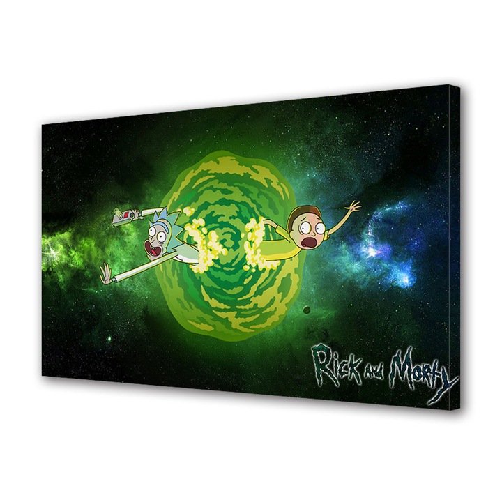 Tablou Canvas Premium, Art Star, Rick si Morty intr-un univers paralel, Animatii, Panza pe cadru de lemn, Decoratiuni Moderne pentru Casa, 40 x 60 cm