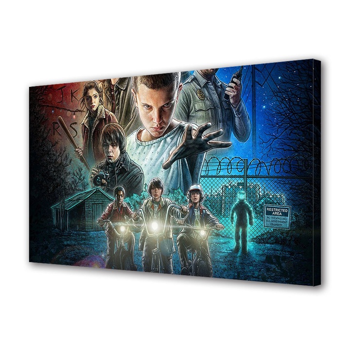 Tablou Canvas Premium, Art Star, Stranger Things restricted area, Animatii, Panza pe cadru de lemn, Decoratiuni Moderne pentru Casa, 30 x 45 cm