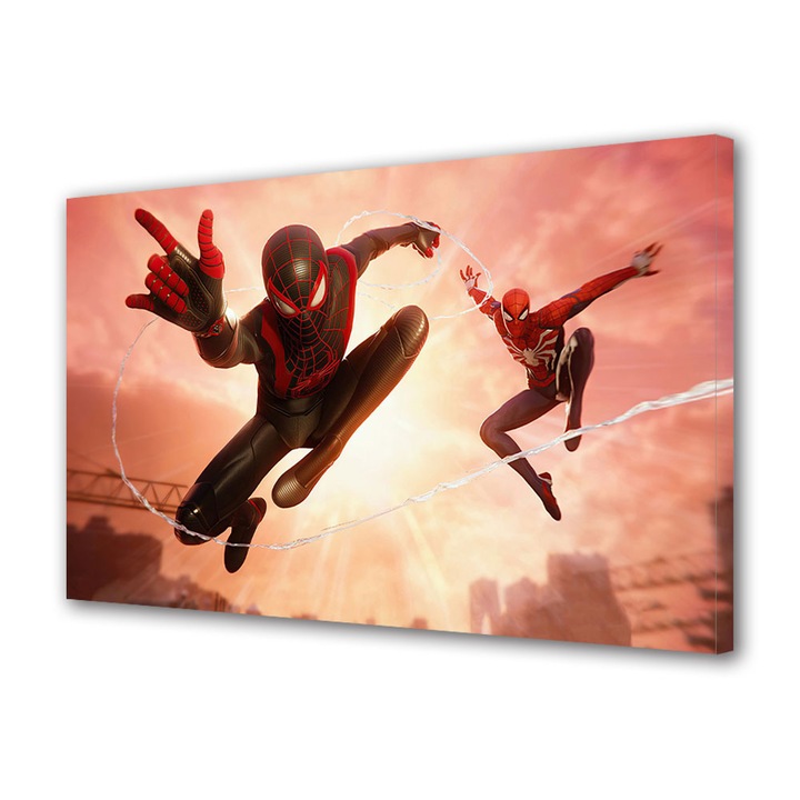 Tablou Canvas Fosforescent, Luminos in Intuneric, Premium, Art Star, Spiderman si Spiderman, Animatii, Panza pe cadru de lemn, Decoratiuni Moderne pentru Casa, 20 x 30 cm