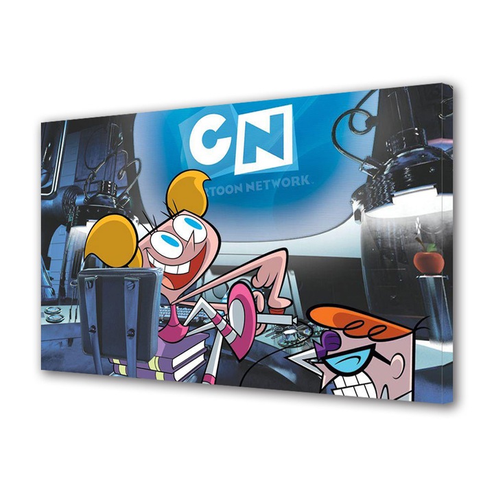 Tablou Canvas Premium, Art Star, Laboratorului lui Dexter nu apasa pe buton, Animatii, Panza pe cadru de lemn, Decoratiuni Moderne pentru Casa, 20 x 30 cm