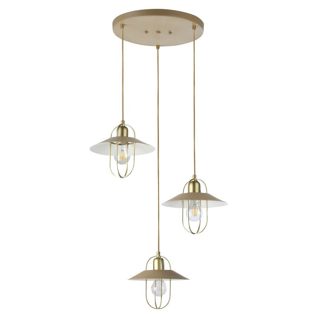 Pendul triplu Auriu, Abajur Bej, cablu textil, 3xE27 max 40W, Rabalux