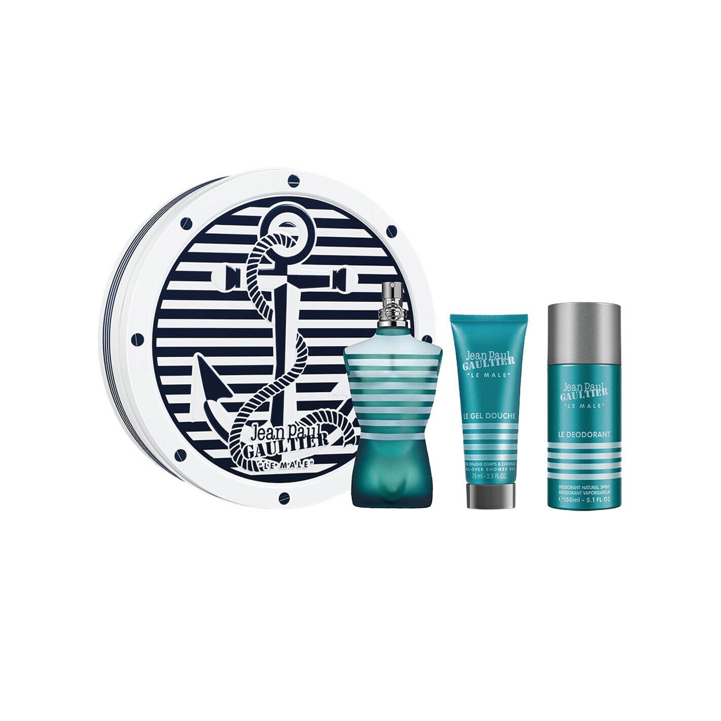 Set Jean Paul Gaultier, Barbati, Parfum 125 ml, Gel de dus 75 ml, Deodorant spray 150 ml