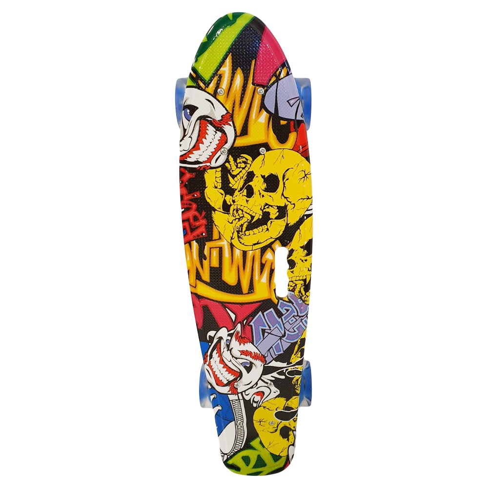 Penny board cu roti de silicon si lumini ABEC-7, PU, Aluminiu, 55cm, HB3003-D STS®