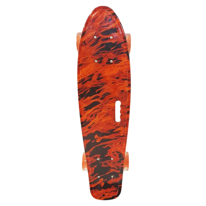 Penny board cu roti de silicon si lumini ABEC-7, PU, Aluminiu, 55cm, HB3003-E STS®