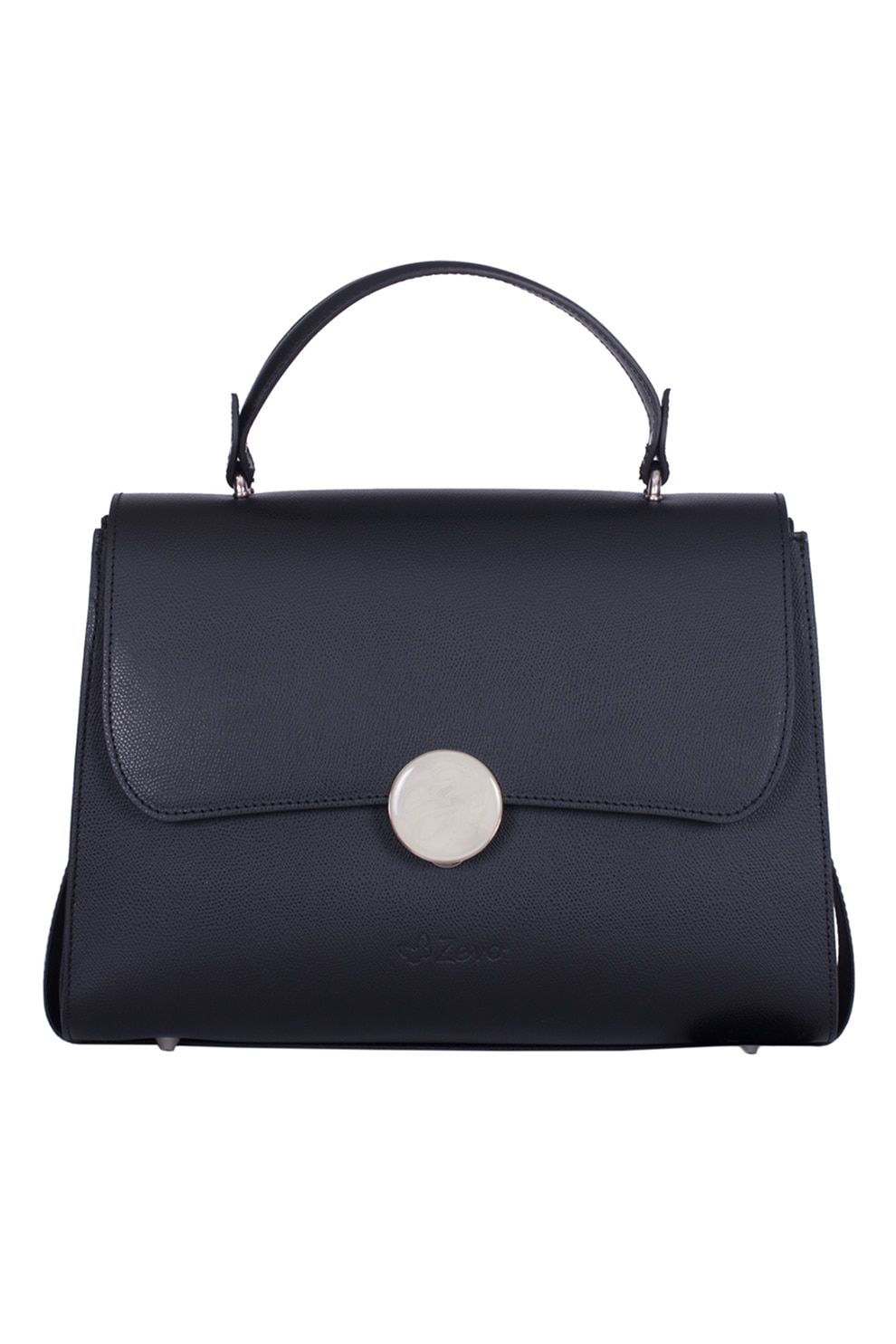 Zevo, Geanta de piele cu bareta de umar si picioruse metalice Leila, Negru