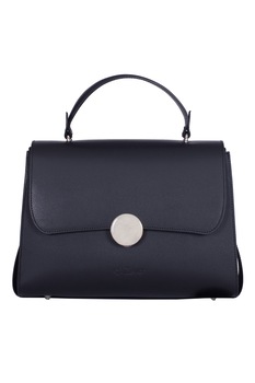 Zevo, Geanta de piele cu bareta de umar si picioruse metalice Leila, Negru Zevo, Geanta de piele cu bareta de umar si picioruse metalice Leila, Negru