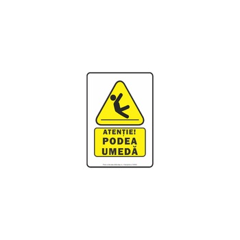 Atentie podea umeda - Indicator de avertizare S2003, 300x400mm, Autocolant PVC Atentie podea umeda - Indicator de avertizare S2003, 300x400mm, Autocolant PVC
