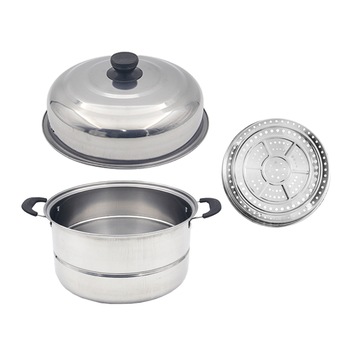 Oala inox de gatit pe aragaz cu capac si sita, pentru fiert cu aburi 28 cm Oala inox de gatit pe aragaz cu capac si sita, pentru fiert cu aburi 28 cm