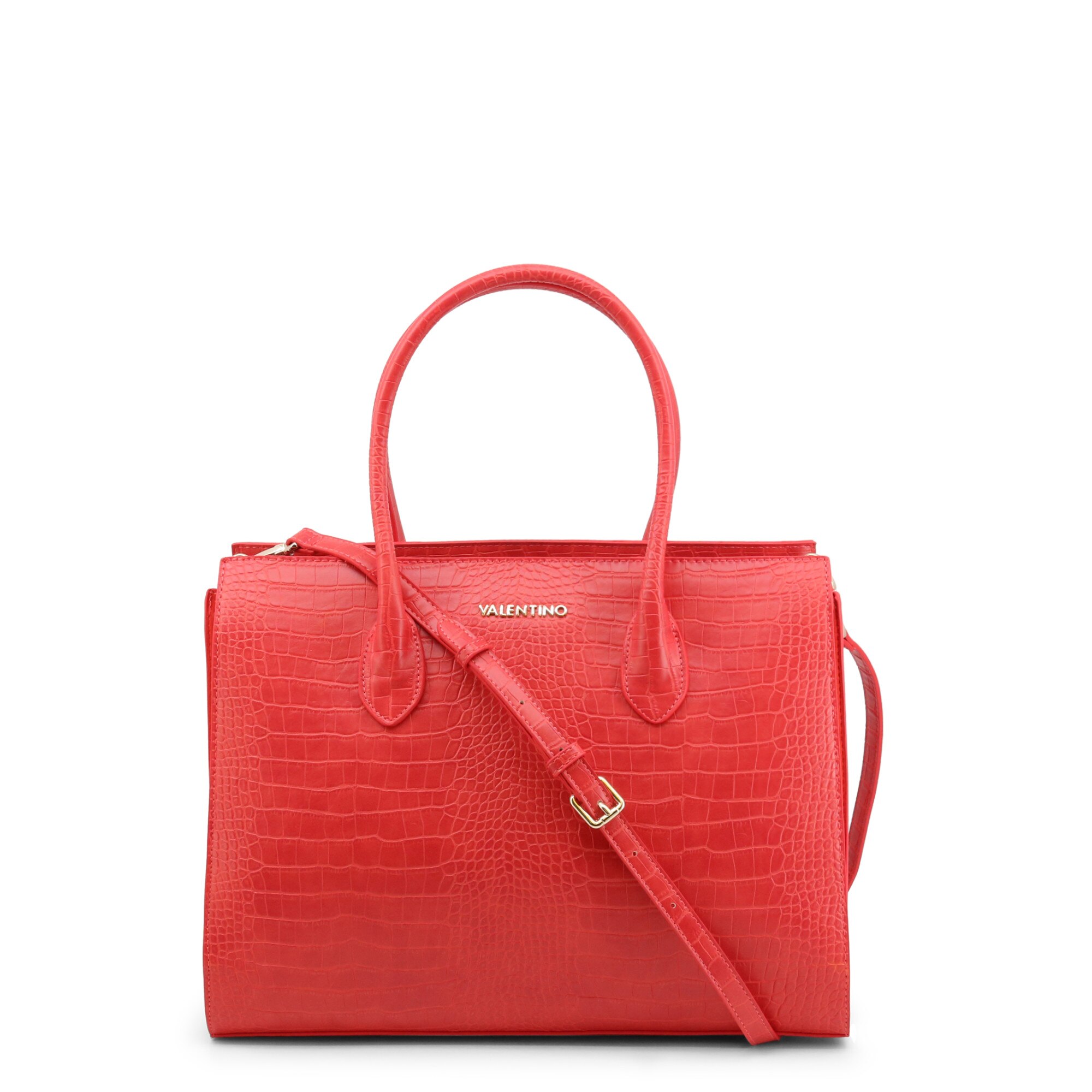 Geanta din piele cu bareta de umar, Valentino by Mario Valentino, Rosu, 121 x 50 cm