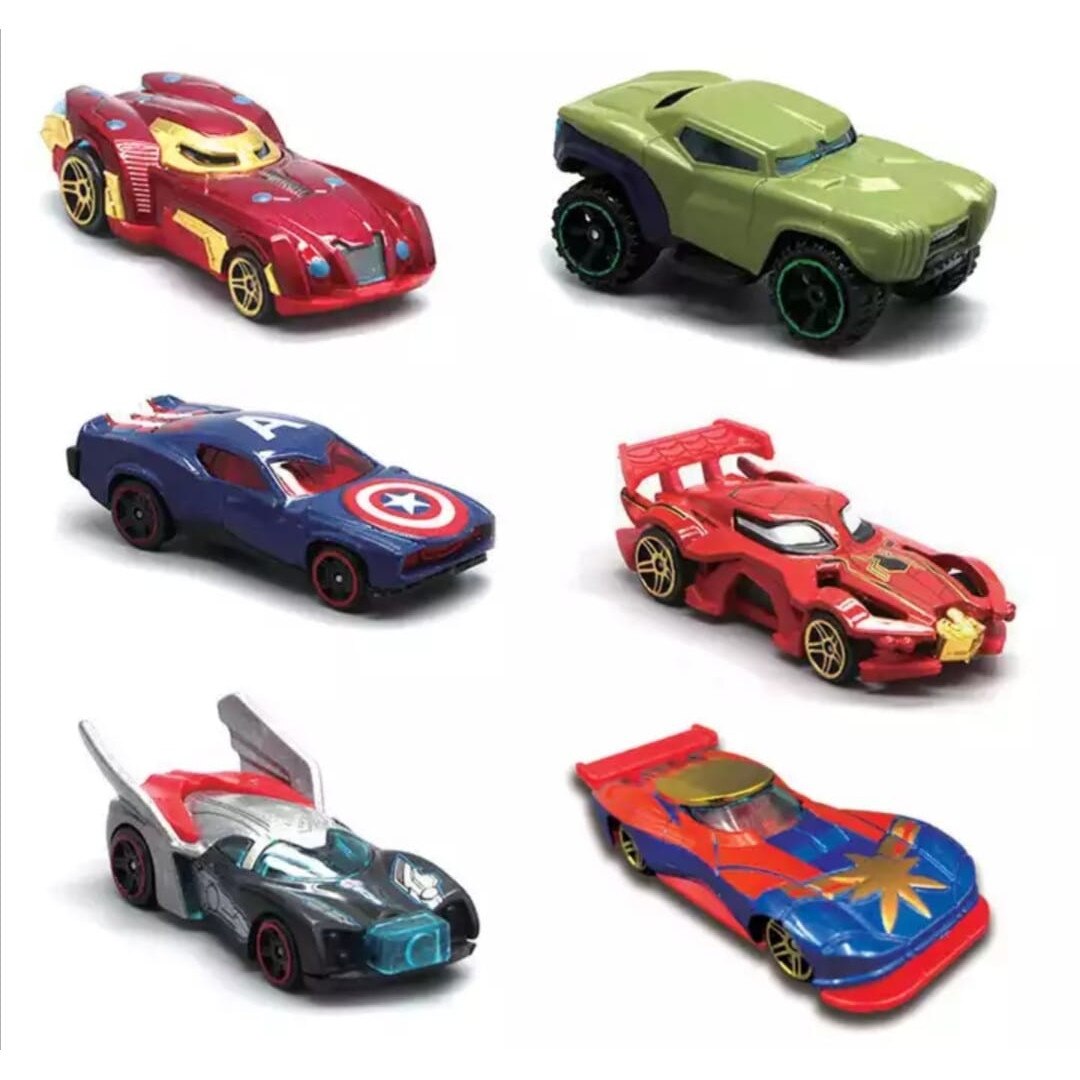 Set 6 Masinute Avengers metal tip Hot Whells