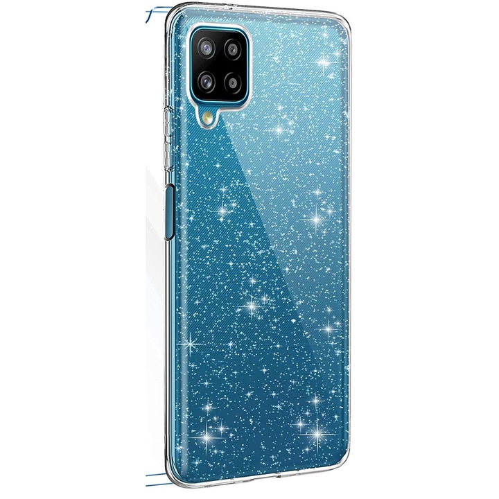 Блестящ кейс PhonePlusBG, За Samsung Galaxy A22 4G, Lily Crystal Glitter брокат, Прозрачен