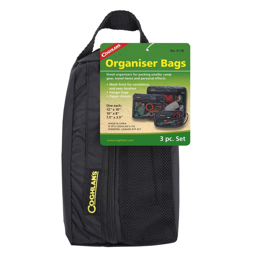 Set de 3 organizatoare Coghlan's 0118 de dimensiuni diferite, cu inchidere, culoare neagra