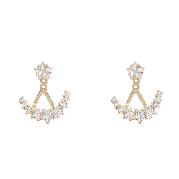 Elegáns fülbevaló kövekkel, Pili-Paradise, Star modell, Arany